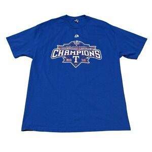 Texas Rangers 2010 AL Champions T-Shirt Blue Men's XL 23 x 30